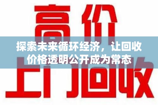 安阳探索未来循环经济，让回收价格透明公开成为常态